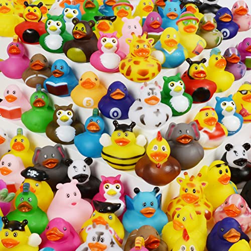 24-Pack Rubber Duck,2 Inch Assortment Colorful Rubber Ducky Toy for Kids Birthday Gifts,Classroom Prizes,Decorations,Float Duckies Bath Toy for Baby Shower