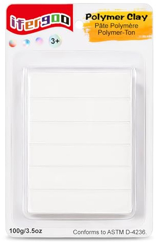 iFergoo Polymer White Clay, Non Toxic White Oven Bake Modeling Clay for Kids, Gift for Kids and Beginners (100g/3.5oz)
