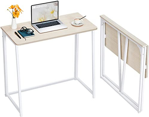 WOHOMO Kleiner Schreibtisch Klappbar 80 cm, Klappschreibtisch, Kleiner Klapptisch Kleine Computertisch für Kleine Räume, Home Office Schreibtisch Schmal, Beige