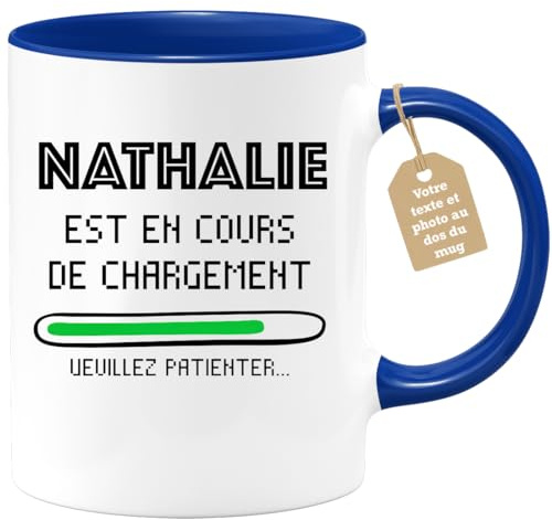 quotedazur Café-Croissant - Mug Personnalisé Tasse Cadeau Noël Nathalie Est En Cours De Chargement Veuillez Patienter - Bleu/Céramique
