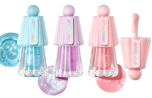 3PCS Plumping Lip Oil, Feuchtigkeitsspendendes Lip Glow Öl, Transparente Lippenpflege, Big Brush Head Shimmer Lip Gloss, Nährend, Belebend, Hochglänzend, Prallt, Glitzer Glanz