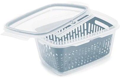 Snips Veggie SnipsLock 1,2 LTBoîte alimentaire Rectangulaire avec Grille Amovible, 4 Fermetures de Sécurité, Joint de Fraîcheur, Couleur Bleue, 18,4 x 14 x 9 cm, Made in Italy