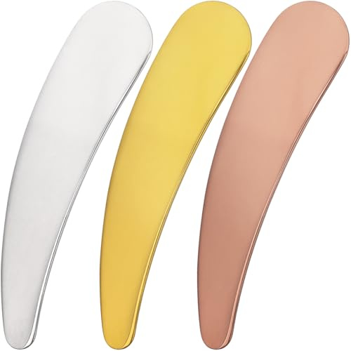 Pndeyo 3pcs Mini Stainless Steel Makeup Spatula, A Style, 3 Colors