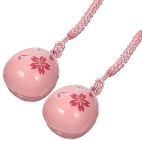 NOLITOY Colgante de Campana Japonesa de Flor de Cerezo 2 Piezas Colgante Auspicioso de Hierro Duradero Cadena para Teléfono Móvil y Llavero Decoración Tradicional para Amuletos y