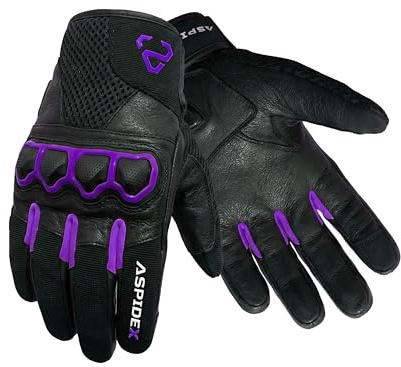 ASPIDEX Guanti da Moto Estivi Uomo/Donna Touch Screen Guanti da Traspiranti Protezioni Motocross Guanti (Viola, XS)