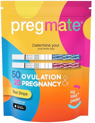 PREGMATE 50 Ovulation and 20 Pregnancy Test Strips Predictor Kit (50 LH + 20 HCG)