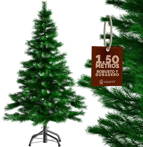 CASARIA® Weihnachtsbaum künstlich 150cm dichte Spitzen schneller Aufbau Metallständer naturgetreu schwer entflammbar grün Tannenbaum Deko Christmas