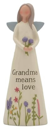 Blossom Bucket Feather & Grace Hand Painted Resin Decorative Figurine - Grandma Means Love Figurine, 5x2