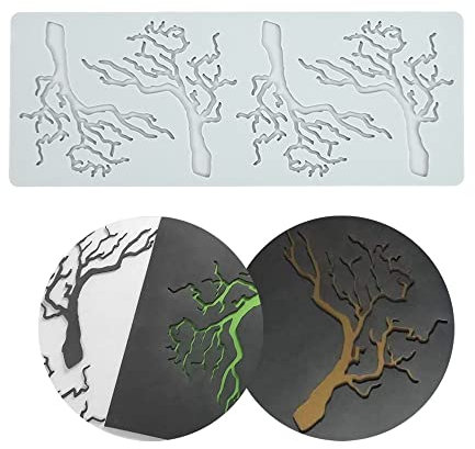 Stampo per torta in pizzo, stampi per fondente in pizzo in silicone, stampo per impressione artigianale di zucchero, decorazione per cucina molecolare, torta commestibile, 4 fori ramo di albero