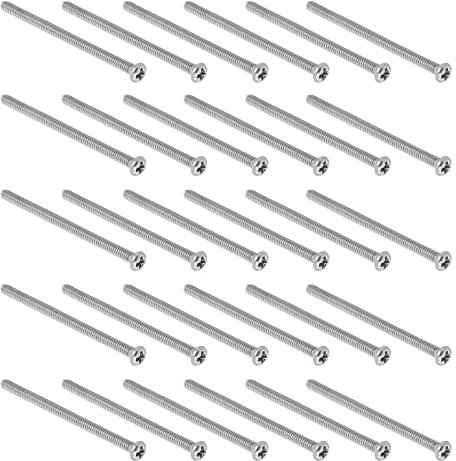 QUARKZMAN M2 Plana Phillips Cruz Cabeza Tornillo x 30uds 304 Inoxidable Acero Sujetadores Pernos para Precisión y Industrial Maquinaria, [30mm Longitud, Plateado Tono]