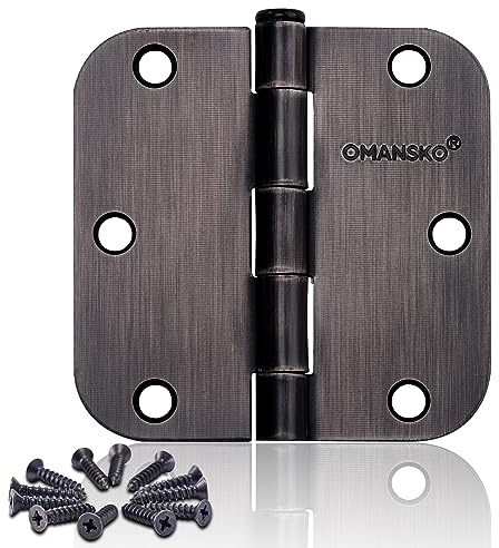 24 Pack Door Hinges, 3.5 x 3.5 Inch Oil Rubbed Bronze Hinges for Wood 5/8'' Radius Corners Interior Hinges, 3 1/2 Inch Door Hinges for Residential Doors