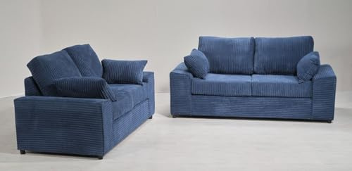 JUMBO CORD 4 SEATER 3 + 2 SWIVEL ARMCHAIR HIGH BACK AMARA DINO CROSBY AMALFI (BLUE, 3 SEATER + 2 SEATER)