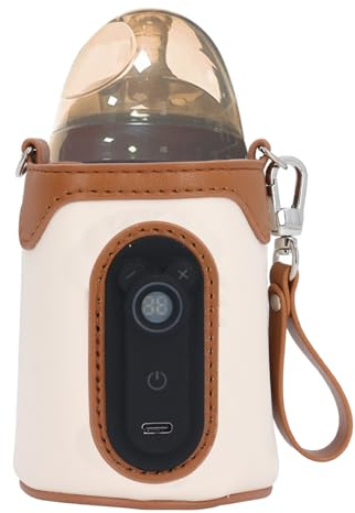 Chauffe-Biberon pour Voyage, Chauffe-Biberon Portable Alimenté Par USB, 26 Vitesses Température Réglable avec Écran LCD, Réchauffeur de Biberon de Voyage pour Maison, Famille (L)