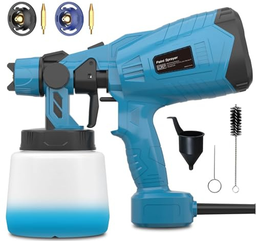 Farbspritzpistole Elektrisch Farbsprühsystem 450W für Zäune, Schränke, Wände, Decken, Möbel, mit 2 Düsen und 3 Sprühmuster, 1000ml Verstellbarem Farbfluss farbsprühpistole