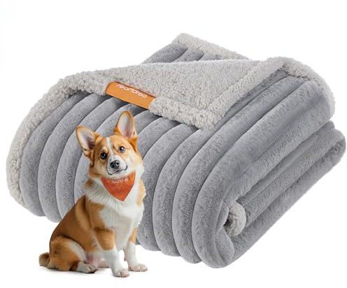 Feandrea Alfombra Impermeable para Perros, Tamaño L, 127 X 102 cm, para Perros Pequeños y Medianos, Diseño Reversible, Funda de Sofá, Lavable, Gris Paloma y Gris Claro PPB035G01
