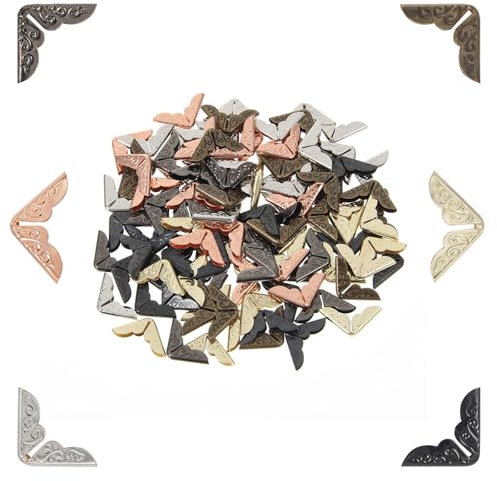 Oruola 120 Stück Bucheckenschutz,6 Farben buchecken metall, Retro buchecken,Metall Eckenschutz Vintage für Scrapbooking Fotoalbum Notizbuch Menüordner Fotoecke Bücher Tagebücher