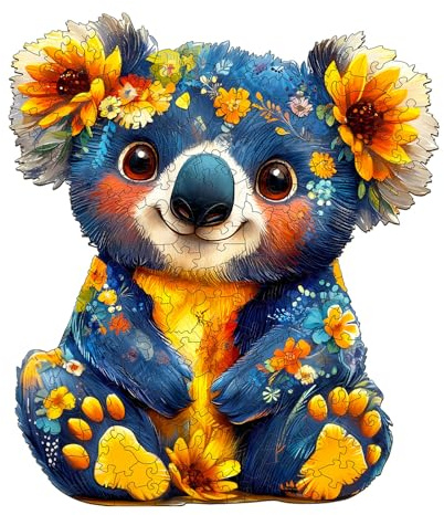 KaayeeWood Rompecabezas de Madera para Adultos,270 Piezas Koala de Colores Irregulares Puzzle de Madera,Puzzles para Adultos con Caja de Regalo, Decoración del Hogar