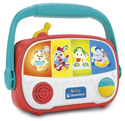 Clementoni Baby Baby Radio, Radiolina Neonati 6-36 Mesi, Centro attività Interattivo, Gioco Musicale con Effetti Luminosi, Stimola Sviluppo Psicomotorio e Cognitivo, Lingua Italiana, 17541