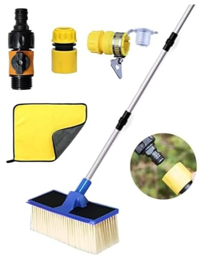 Grillix Spazzolone AntiGraffio Lavaggio Camper, Idrospazzola 2 in 1 con Tergicristallo e Setole Morbide in PBT, Spazzola Lavaggio Auto, Regolabile in Robusto Metallo per Pulizia Caravan, Camion