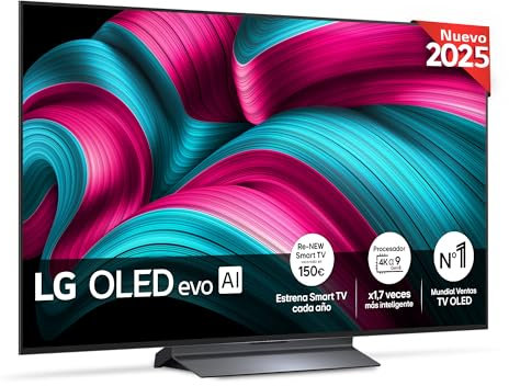 LG OLED55C54LA - TV 55, OLED EVO 4K, Smart TV AI C5, WebOS 25, Super Upscaling, Dolby Vision y Dolby Atmos, AMD FreeSync, Alexa/Google Assistant, Negro