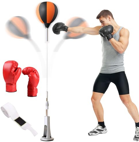 Bolsa de Boxeo con Soporte, Juego de Pelotas de Rebote Fuerte, Equipo de Fitness, Suministros de Gimnasio de Altura Ajustable para aliviar el estrés