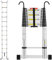 TEENO Escaleras Plegables Aluminio de 5M, Escalera Plegable Telescópica, EN131 Multiusos Portátil Extensible con Barra Estabilizadora y Ganchos Extraíbles Adecuado, Carga 150 KG
