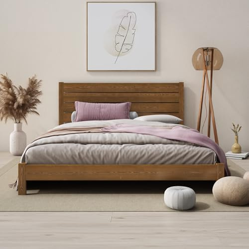 Nodax King Size Bed Frame 5ft, F15 Solid Wooden, Sturdy Slats Easy Assembly