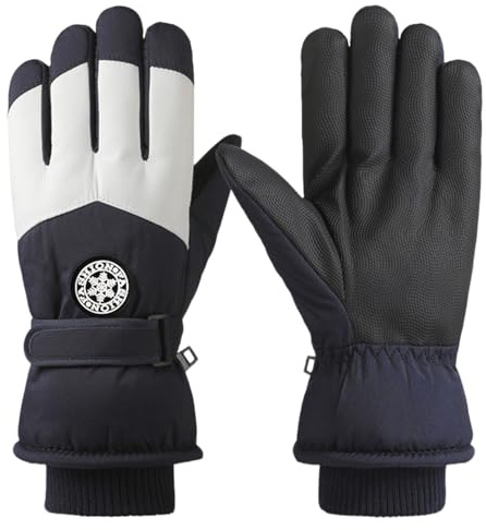 Falafoty Gants de Ski Hiver pour Femme Homme, Thermiques Antidérapants à Écran Tactile Coupe-Vent Gants de Hiver pour Ski, Course, Cyclisme, Randonnée, Sports de Plein Air Gant de Neige (Bleu)