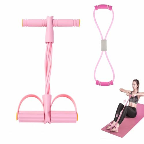 Banda de resistencia para pilates, bandas de resistencia de fitness con pedal de extracción de tobillo, cuerda elástica rosa para ejercicio, 6 tubos