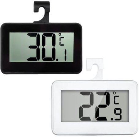 2 Piezas Termómetro Digital Nevera, Monitoreo de Temperatura, Fijación Magnética y con Gancho, Ahorro de Energía, Rango de Medición -20°C a +60°C, Compacto para Cocina Hogar Restaurantes