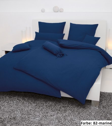 Janine UNI Mako Soft Seersucker Bettwäsche 155/220 marine