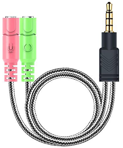 MillSO Kopfhörer Adapter (Nicht für Zwei Kopfhörer), 3.5mm Audio Klinke Y Kabel (3.5mm Stereo Stecker auf 2X 3,5mm Buchse) für PC Gaming Headset, TRS Mikrofon, PS4, Xbox One, Smartphones und Laptop