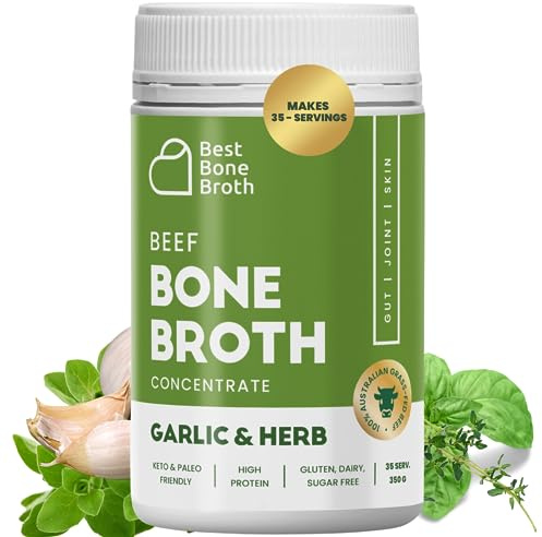 Bone Broth Premium Beef Bone Broth Concentrate Italian Herb Flavour - 100% Sourced from AU Grass-Fed, Pasture-Raised Cattle - Bone Broth Collagen