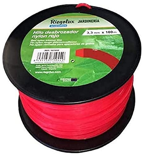 Riegolux 107667 Fil débroussailleuse en Nylon carré, Rouge, 3 mm x 100 m