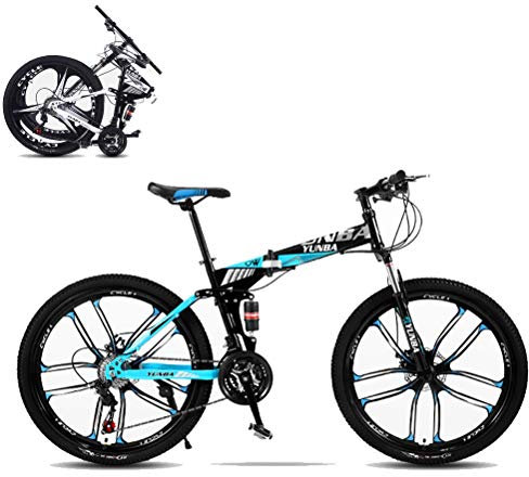 MTTKTTBD Mountainbikes Faltbares Leicht Faltrad mit Doppelte Stoßdämpfung,Quick-Fold-System 26 Zoll 21 Speed Klappfahrrad Folding City Bike mit Gabelfederung