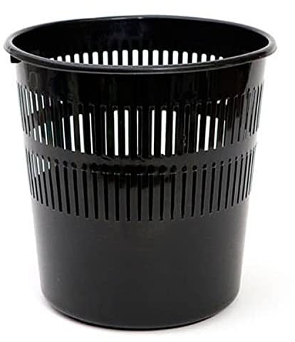 CABLEPELADO Papelera de Plástico Rejilla, Cubo de Reciclar, Cesta de Basura para Escritorio y Oficina, 28 cm Alto x 27.5 cm Diámetro, Capacidad 12 Litros, Negro