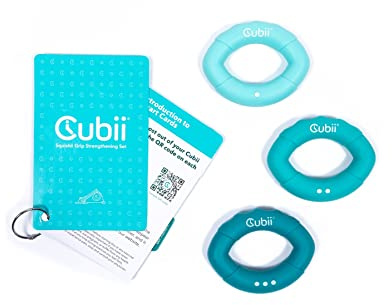 Cubii Squishii handtränare, set med 3 med smart kort för instruktioner