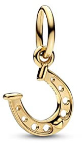 PANDORA Glückshufeisen Charm-Anhänger aus 14 Karat Gold, Moments Collection, kompatibel Moments Armbändern, 752328C00