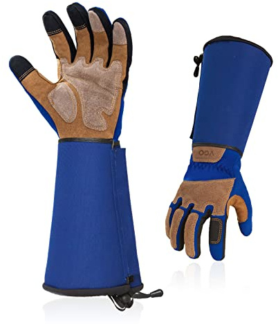 Vgo... Guantes de Jardinería Largo Touchscreen, Guantes Trabajo Anti espinas, Antipinchazos para Huerto Jardín, 1 Par
