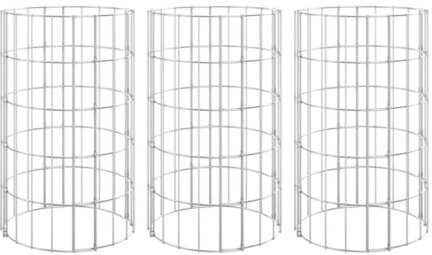 vidaXL Gabionen-Hochbeete 3 STK. Rund Verzinkter Stahl Ø30x50 cm