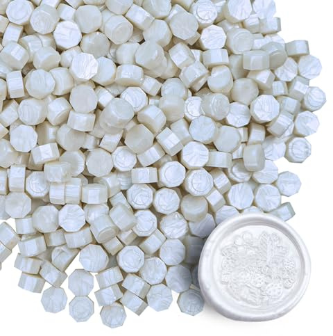Perles de Cire à Cacheter Tomgenrine - Lot de 520 Perles Blanc perle | Pour Lettres Élégantes,Cartes de Vœux,Bouteilles de Vin & Créations Artistiques | Décoration Événementielle et Projets DIY