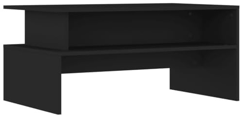 vidaXL Black Coffee Table - Modern Rectangular Living Room Sofa Table with Ample Storage Space, Made of Engineered Wood