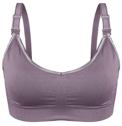 ana wiz Brasier de lactancia suave y cómodo | Correas ajustables y clips fáciles de abrir | Brasier de lactancia materna inalámbrico y elástico, malva, L