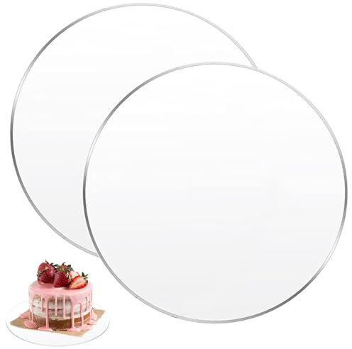 2 Stück Cake Board, Acryl Cake Board, Kuchenplatte Transparent, Ø 30cm Rund Kuchenplatte, Tortenplatte Rund, kuchenplatte 2mm Dick Mit Schutzfolie, für Transport Kuchen und Torten, Transparent