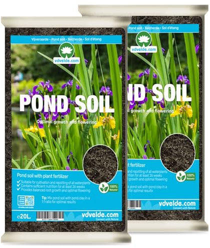 vdvelde.com - Teicherde - 40 Liter - - Enthält 1 Jahr Pflanzenernährung- Fördert Wachstum und Blüte- 1:1 mit teichlehm mischen