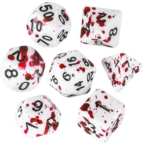 OriCraft D20 Dados de Vampiro, Juego de Dados DND, Dados de Juego de Salpicaduras de Sangre realistas, Dados sangrientos, Dados de Juego de rol poliédricos, Dados de Mazmorras y Dragones