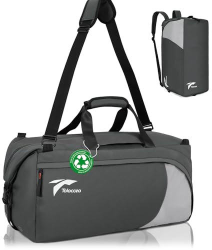 Tolaccea Sporttasche Rucksack Groß mit Schuhfach Nassfach und Laptopfach Trainingstasche Fitness Tasche Gym Duffel Bag Herren Damen für Reise,Sport,Sauna,Schwimmen,Fußball,Radfahren（54L/Erweiterbare）