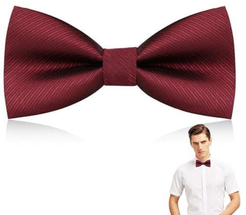 QOWIJEX 1 Pièce Nœud papillon avec Crochet, Réglable en Gabardine de Smoking Solid, Noeud papillon pour Enfants et Hommes pour Mariage Fête, Rouge