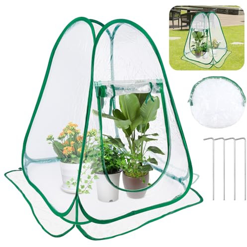 HGRGHH Mini Serre de Jardin Pop-up en PVC Transparent pour Hivernage Plante Exterieur en Pot, Fleurs - 70 x 70 x 80 cm
