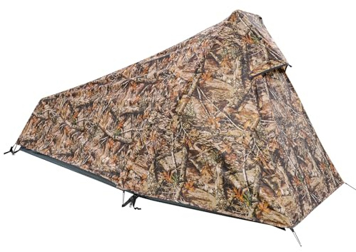 GEERTOP Tenda da bivacco, da 1 persona, da campeggio, da 3 a 4 stagioni, per attività all'aperto, campeggio, escursioni, viaggi e arrampicata (foglia, 245 x 110 x 110 cm)